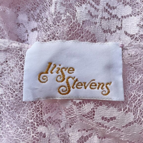 VTG 80s Llise Stevens Powder Pink Lace Dust Jacket Short Negligée Robe Women’s M - Picture 10 of 11